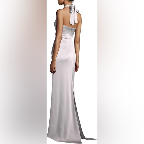 Halston Heritage Deep V Silver Dress - Picture 2 of 11